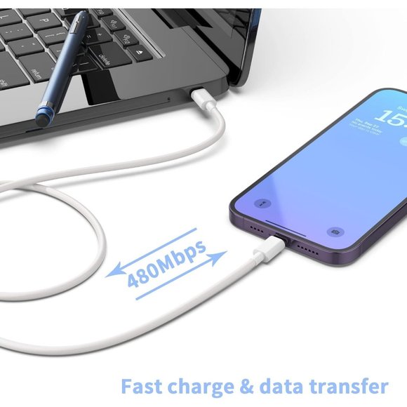 2 Pack 20W PD USB C Wall Fast Charger Adapter 6FT Type C to Lightning Cable - Picture 4 of 7